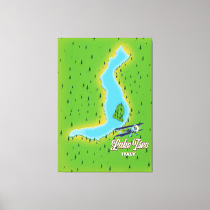 Impressão Em Tela Mapa do lago Iseo Itália