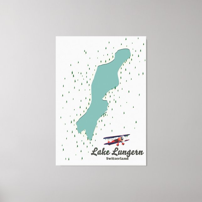 Impressão Em Tela Mapa do Lago Lungern Suíça (Frente)