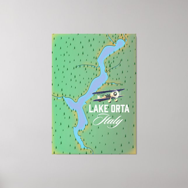Impressão Em Tela Mapa do lago Orta Itália (Frente)