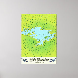 Impressão Em Tela Mapa do Lago Vermilion Minnesota