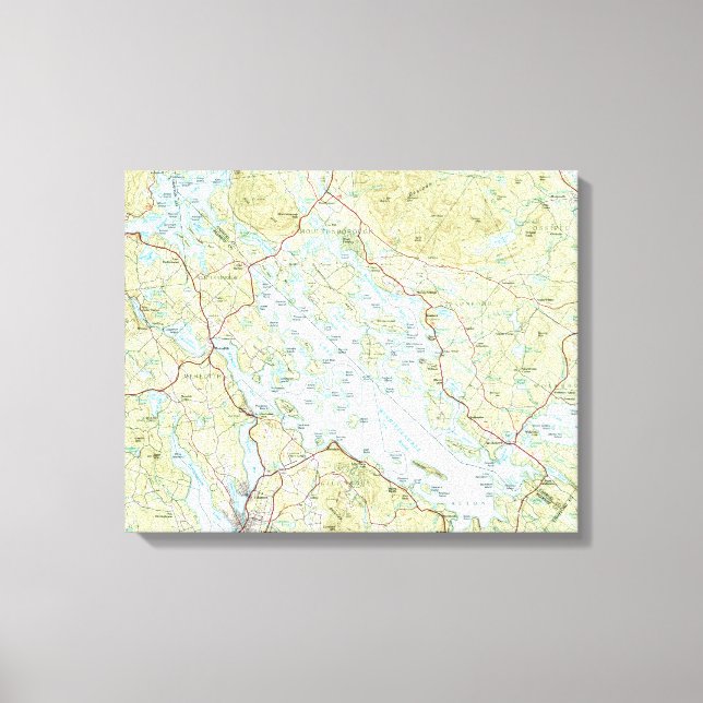 Impressão Em Tela Mapa do Lago Winnipesaukee (1986) (Frente)