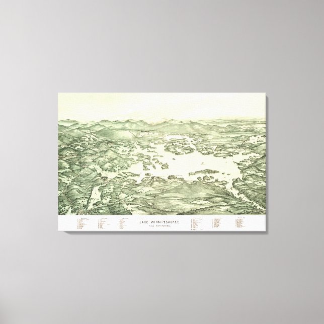 Impressão Em Tela Mapa do lago Winnipesaukee de 1903 (Frente)