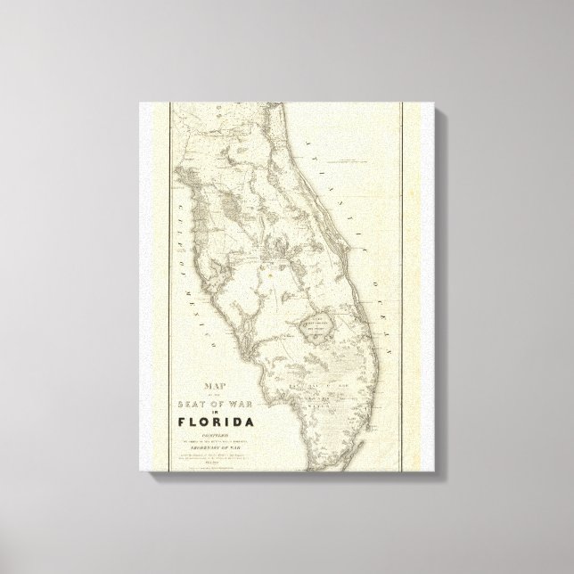 Impressão Em Tela Mapa Do Lugar De Guerra Na Flórida (Frente)