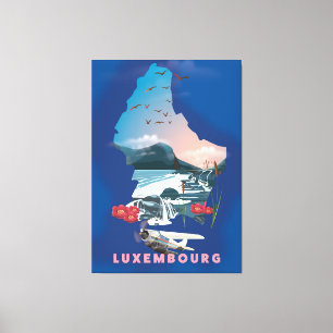 Impressão Em Tela Mapa do Luxemburgo ilustra o poster de viagens.