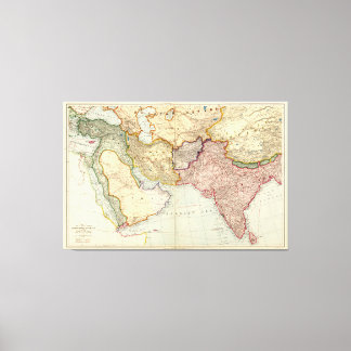 Impressão Em Tela Mapa do Médio Oriente e do Sudeste Asiático (1912)