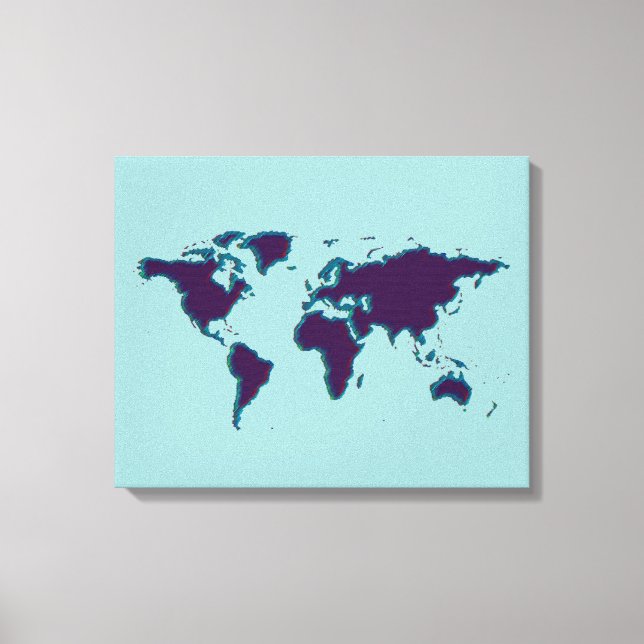 Impressão Em Tela mapa do mundo azul (Frente)
