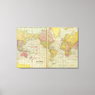 Impressão Em Tela Mapa do mundo com pistas de transporte
