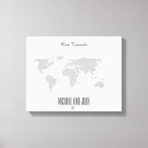 Impressão Em Tela Mapa do mundo conhecido personalizado do Pin do
