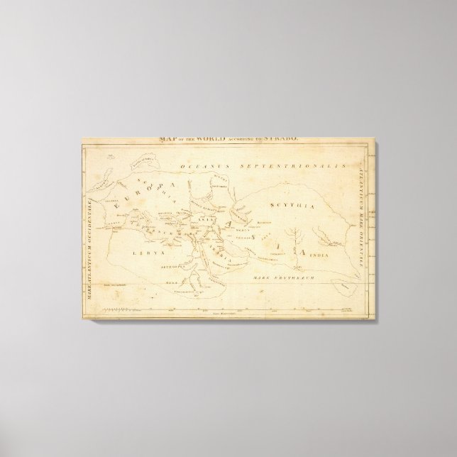 Impressão Em Tela Mapa do mundo de acordo com Strabo (Frente)