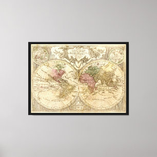Impressão Em Tela Mapa do mundo de Mappa Totius Mundi (1775)