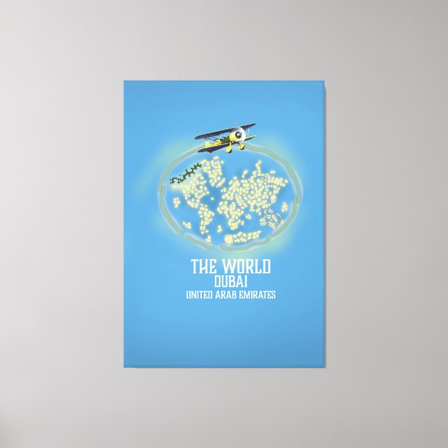 Impressão Em Tela Mapa do Mundo dos Emirados Árabes Unidos (Frente)