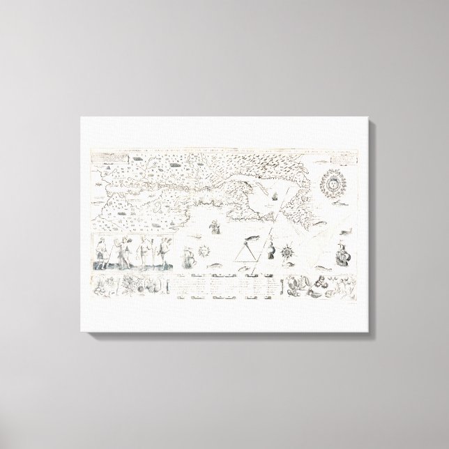 Impressão Em Tela Mapa do Mundo Medieval Quebec - Nouvelle - França  (Frente)