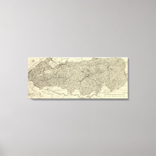 Impressão Em Tela Mapa do parque nacional de Great Smoky Mountains