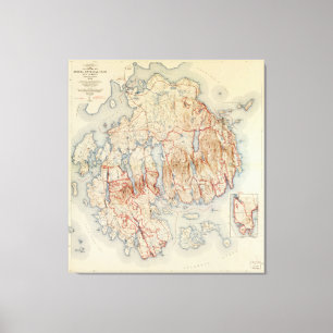 Impressão Em Tela Mapa do parque nacional do Acadia, Maine (1942)