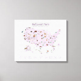 Impressão Em Tela Mapa do Parque Nacional Roxo Berçário Florestal