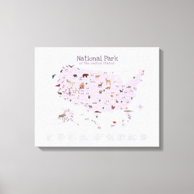 Impressão Em Tela Mapa do Parque Nacional Roxo Berçário Florestal  (Frente)