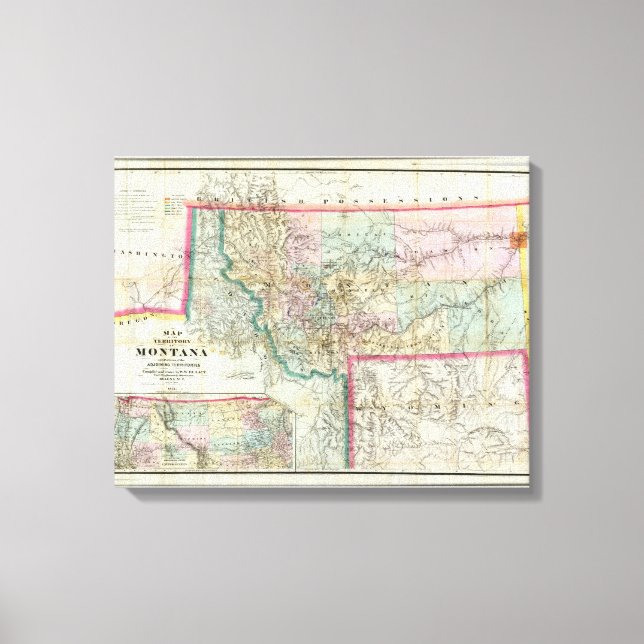 Impressão Em Tela Mapa Do Território De Montana (Frente)