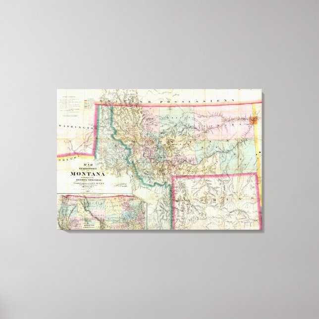 Impressão Em Tela Mapa Do Território De Montana (Frente)