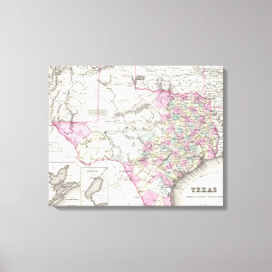 Impressão Em Tela Mapa do Texas (1855)