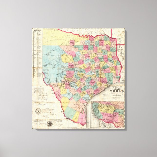 Impressão Em Tela Mapa do Texas de Cordova (Frente)