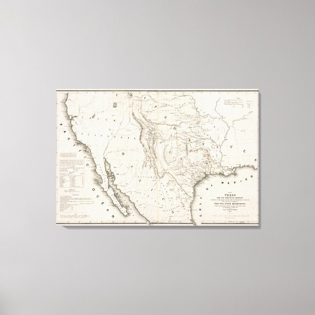 Impressão Em Tela Mapa Do Texas E Dos Países Adjacentes (Frente)
