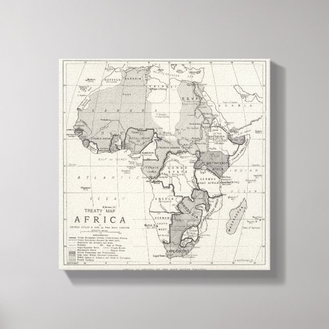 Impressão Em Tela Mapa do Tratado de África (Frente)