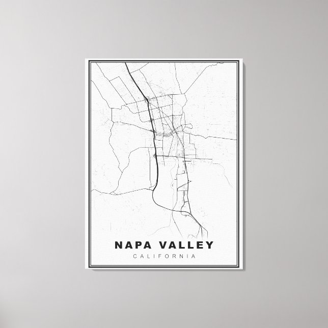 Impressão Em Tela Mapa do Vale de Napa (Frente)