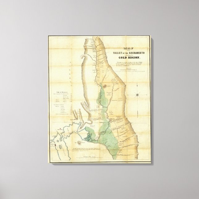 Impressão Em Tela Mapa do Vale do Sacramento (Frente)