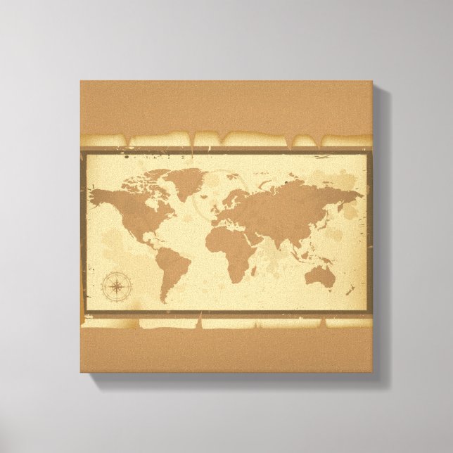 Impressão Em Tela Mapa do Velho Mundo em Tela Enrolada (Frente)