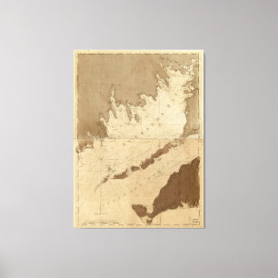 Impressão Em Tela Mapa do vintage da baía dos Buzzards (1776)