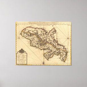 Impressão Em Tela Mapa do vintage da ilha de Martinica (1742) 2