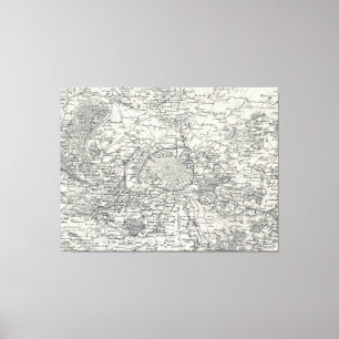 Impressão Em Tela Mapa do vintage da vizinhança de Paris France