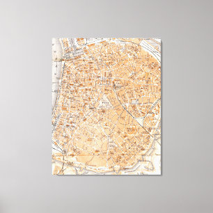 Impressão Em Tela Mapa do vintage de Antuérpia Bélgica (1905)