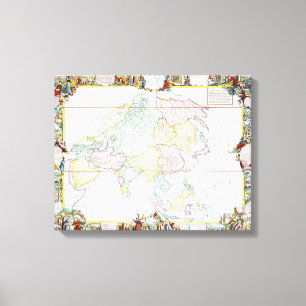 Impressão Em Tela Mapa do vintage de Ásia   1786