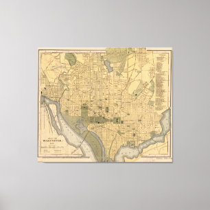 Impressão Em Tela Mapa do vintage de C.C. de Washington (1893)