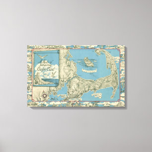 Impressão Em Tela Mapa do vintage de Cape Cod (1945)