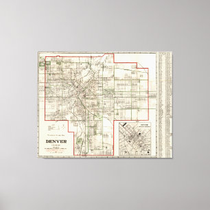 Impressão Em Tela Mapa do vintage de Denver Colorado (1920)
