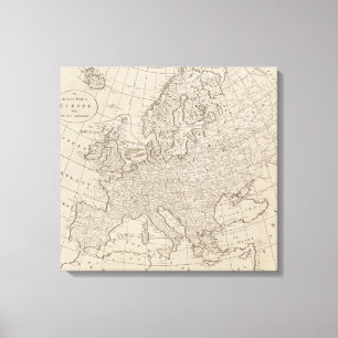 Impressão Em Tela Mapa do vintage de Europa (1800)