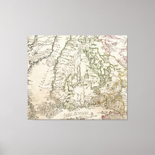 Impressão Em Tela Mapa do vintage de Finlandia (1740s)