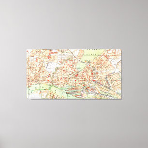 Impressão Em Tela Mapa do vintage de Hamburgo Alemanha (1890)