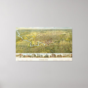 Impressão Em Tela Mapa do vintage de Houston Texas (1891)