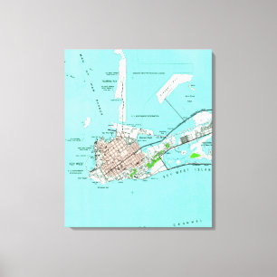 Impressão Em Tela Mapa do vintage de Key West Florida (1962)
