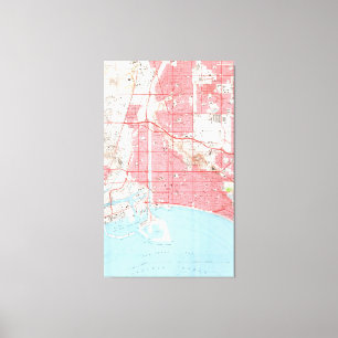 Impressão Em Tela Mapa do vintage de Long Beach Califórnia (1964) 2