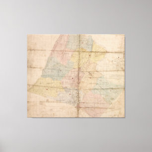 Impressão Em Tela Mapa do vintage de Loudoun County Virgínia (1861)