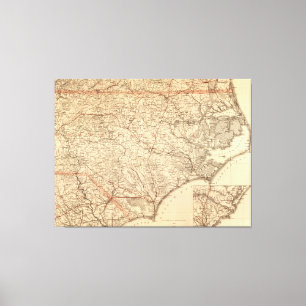 Impressão Em Tela Mapa do vintage de North Carolina (1865)
