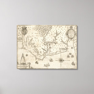 Impressão Em Tela Mapa do vintage de North Carolina litoral (1590)
