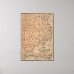 Impressão Em Tela Mapa do vintage de North Carolina oriental (1862)