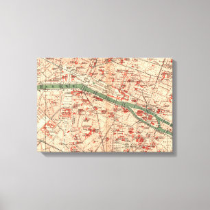 Impressão Em Tela Mapa do vintage de Paris France (1910)