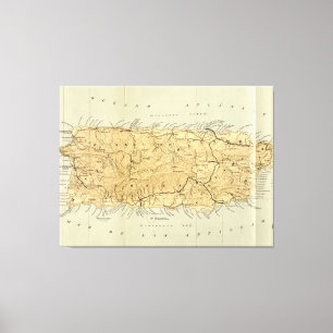 Impressão Em Tela Mapa do vintage de Puerto Rico (1898)