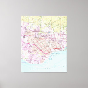 Impressão Em Tela Mapa do vintage de Santa Barbara Califórnia (1952